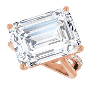 18K Rose Gold 16x12 mm Emerald Ring Mounting – image 8