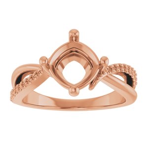 10K Rose Gold 7.5x7.5 mm Cushion Ring Mounting – image 6