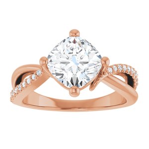 18K Rose Gold 7.5x7.5 mm Cushion Ring Mounting – image 5