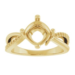 14K Yellow Gold 7.5x7.5 mm Cushion Ring Mounting – image 6