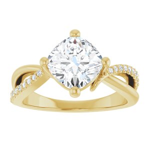 14K Yellow Gold 7.5x7.5 mm Cushion Ring Mounting – image 5