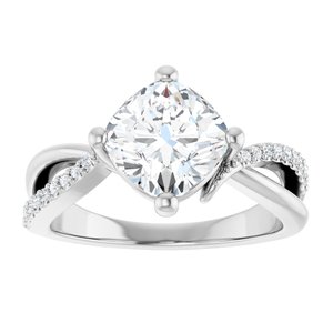 18K White Gold 7.5x7.5 mm Cushion Ring Mounting – image 5