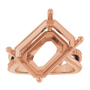 10K Rose Gold 16x12 mm Emerald Ring Mounting – image 6