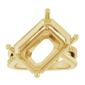 10K Yellow Gold 16x12 mm Emerald Ring Mounting – image 6
