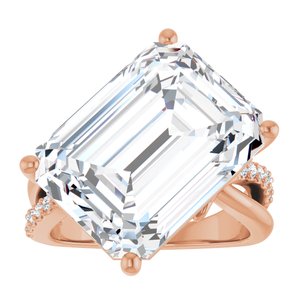 18K Rose Gold 16x12 mm Emerald Ring Mounting – image 5