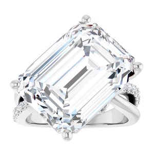 14K White Gold 16x12 mm Emerald Ring Mounting – image 5
