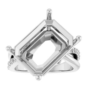14K X1 White Gold 16x12 mm Emerald Ring Mounting – image 6