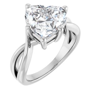 10K White Gold 10x10 mm Heart Ring Mounting