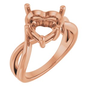 10K Rose Gold 10x10 mm Heart Ring Mounting – image 2