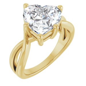 14K Yellow Gold 10x10 mm Heart Ring Mounting