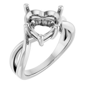 Platinum 10x10 mm Heart Ring Mounting – image 2
