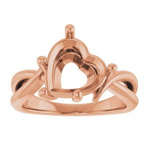 10K Rose Gold 10x10 mm Heart Ring Mounting – image 6