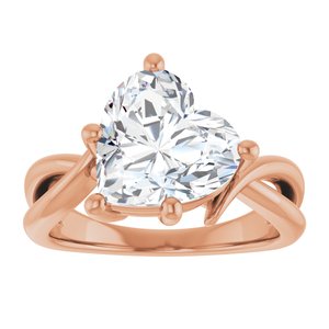 18K Rose Gold 10x10 mm Heart Ring Mounting – image 5