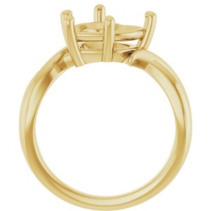 14K Yellow Gold 10x10 mm Heart Ring Mounting – image 4