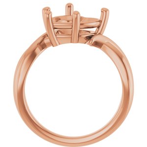 10K Rose Gold 10x10 mm Heart Ring Mounting – image 4