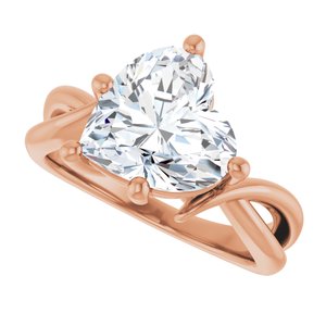 10K Rose Gold 10x10 mm Heart Ring Mounting – image 8