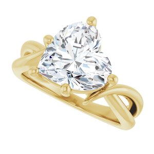 14K Yellow Gold 10x10 mm Heart Ring Mounting – image 8