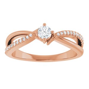 18K Rose Gold 3.4 mm Round Ring Mounting – image 5