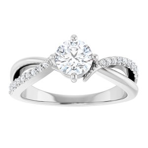 18K White Gold 5.5 mm Round Ring Mounting – image 5