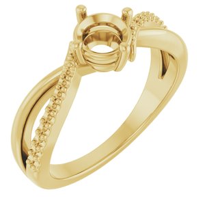 10K Yellow Gold 5.5 mm Round Ring Mounting – image 2