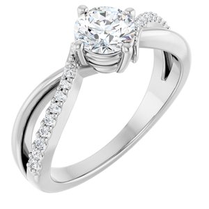 14K White Gold 5.5 mm Round Ring Mounting