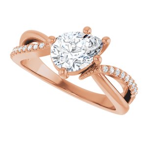 14K Rose Gold 8x6 mm Pear Ring Mounting – image 8