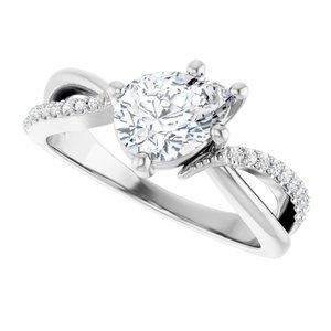 10K White Gold 8x6 mm Pear Ring Mounting – image 8