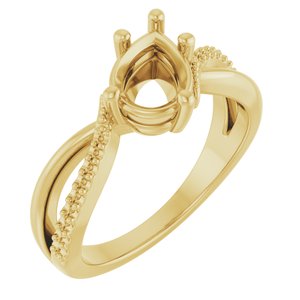 10K Yellow Gold 8x6 mm Pear Ring Mounting – image 2
