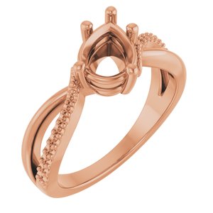 18K Rose Gold 8x6 mm Pear Ring Mounting – image 2
