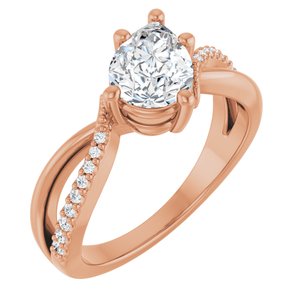 18K Rose Gold 8x6 mm Pear Ring Mounting