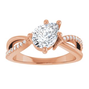 14K Rose Gold 8x6 mm Pear Ring Mounting – image 5