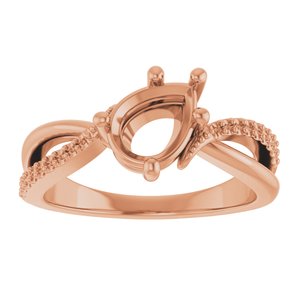 18K Rose Gold 8x6 mm Pear Ring Mounting – image 6