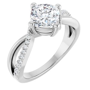18K White Gold 6.5x6.5 mm Cushion Ring Mounting