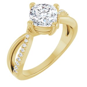 18K Yellow Gold 6.5x6.5 mm Cushion Ring Mounting