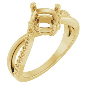18K Yellow Gold 6.5x6.5 mm Cushion Ring Mounting – image 2