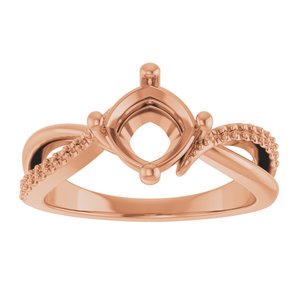 14K Rose Gold 6.5x6.5 mm Cushion Ring Mounting – image 6