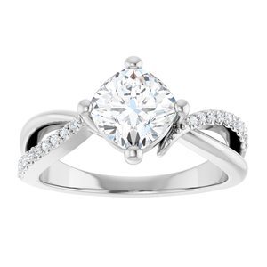 14K X1 White Gold 6.5x6.5 mm Cushion Ring Mounting – image 5