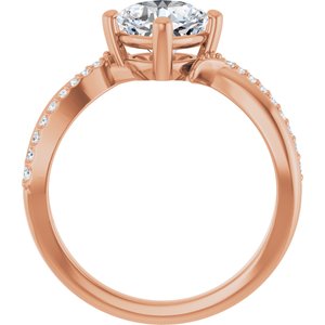 18K Rose Gold 6.5x6.5 mm Cushion Ring Mounting – image 3