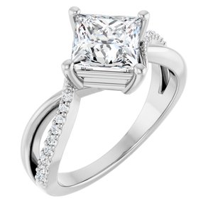 Continuum Sterling Silver 6.5x6.5 mm Square Ring Mounting