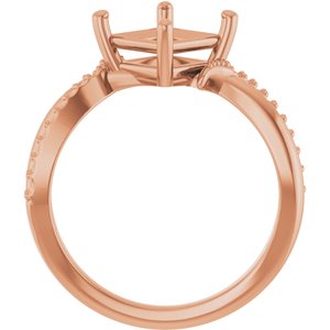 10K Rose Gold 6.5x6.5 mm Square Ring Mounting – image 4