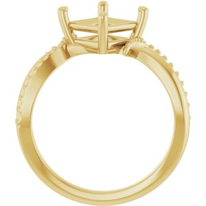 10K Yellow Gold 6.5x6.5 mm Square Ring Mounting – image 4