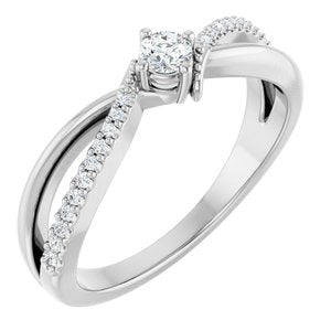 14K White Gold 3 mm Round Ring Mounting