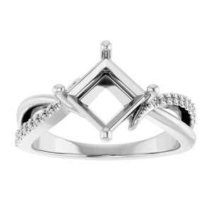 14K X1 White Gold 6.5x6.5 mm Square Ring Mounting – image 6