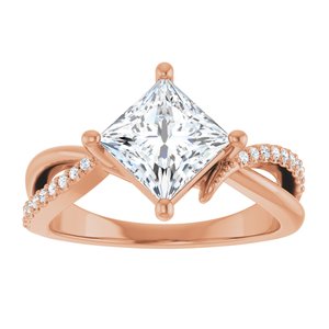 10K Rose Gold 6.5x6.5 mm Square Ring Mounting – image 5