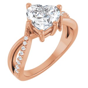 18K Rose Gold 8x8 mm Heart Ring Mounting