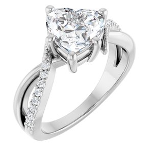 14K White Gold 8x8 mm Heart Ring Mounting
