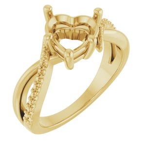 14K Yellow Gold 8x8 mm Heart Ring Mounting – image 2
