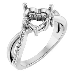 Platinum 8x8 mm Heart Ring Mounting – image 2