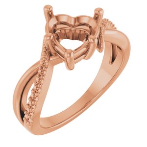 14K Rose Gold 8x8 mm Heart Ring Mounting – image 2