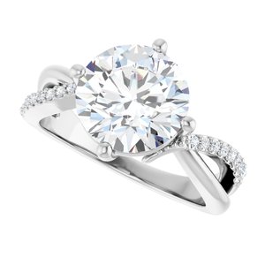 14K X1 White Gold 9.4 mm Round Ring Mounting – image 8